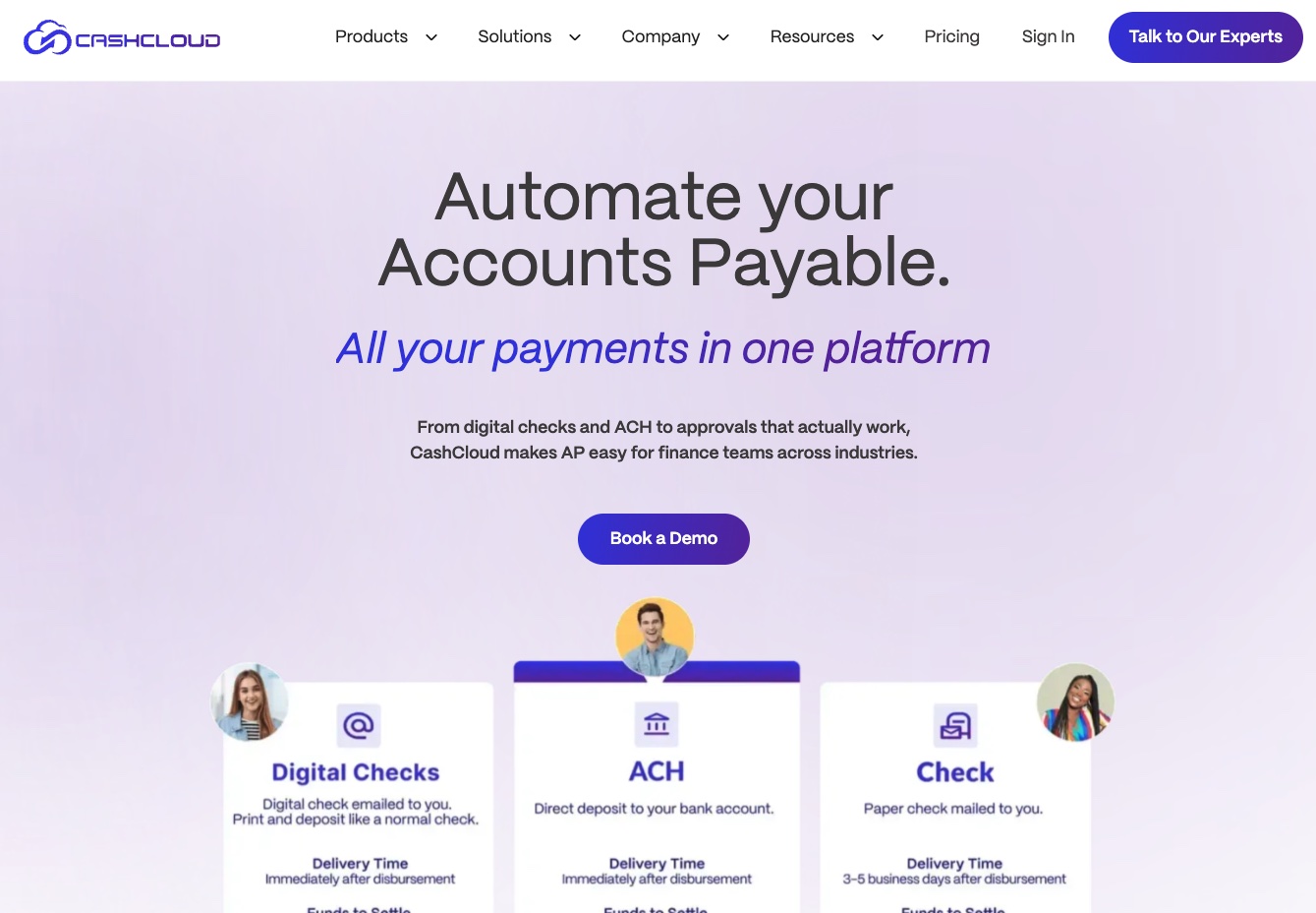 Página de inicio del sitio web de CashCloud